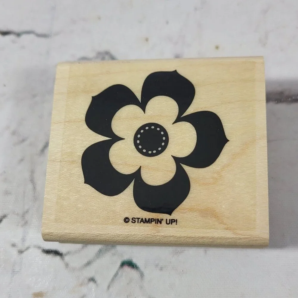 Stampin Up! Rubber Flower Stamps Set Of 5 Floral Design Wood-Mounted Crafting To